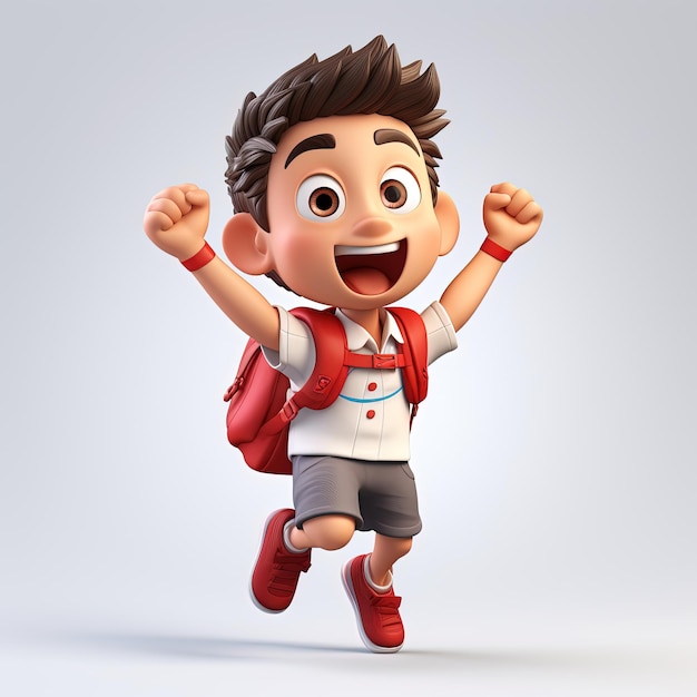 3D ilustracja szczęśliwy chłopiec czerwony i biały charakter koncepcja na białym tle