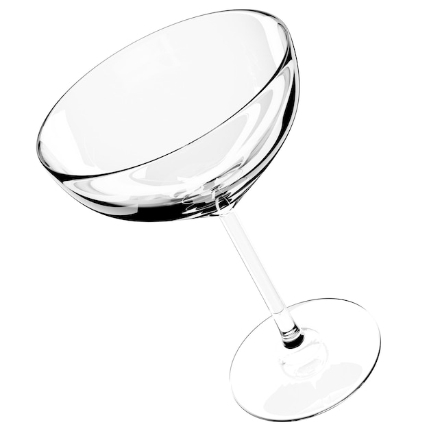 Zdjęcie 3d ilustracja szklanego kielicha martini na białym tle szklana realistyczna ilustracja