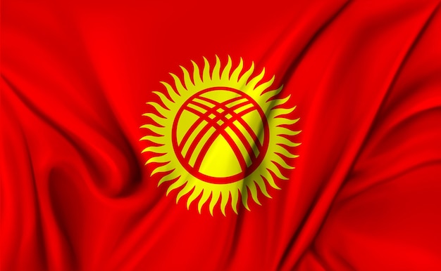 3D ilustracja tekstury macha flagą Kirgistanu