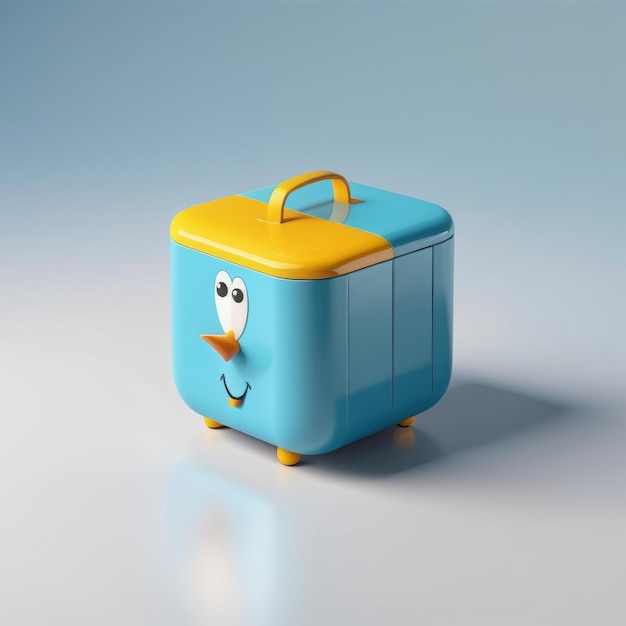 Zdjęcie 3d ilustracja torebka podróżnicza ikona3d ilustracji torebka podróży ikona urocza żółta walizka z c