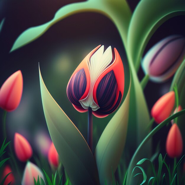 3D ilustracja tulipana