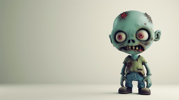 3D ilustracja uroczego zombie z kreskówki