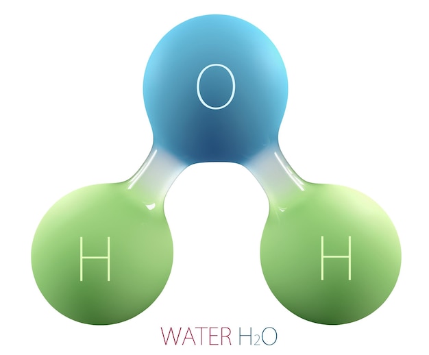 Zdjęcie 3d ilustracja wzór chemiczny na znak wody h2o.