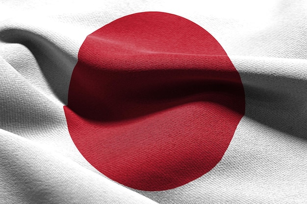 3D ilustracja zbliżenie flaga Japonii