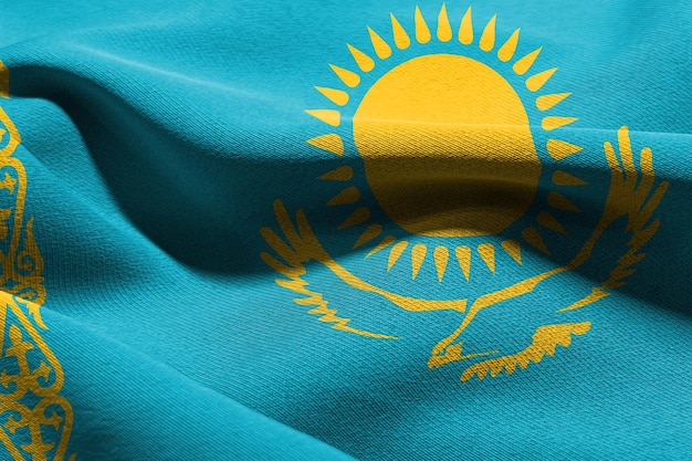 3D ilustracja zbliżenie flaga Kazachstanu