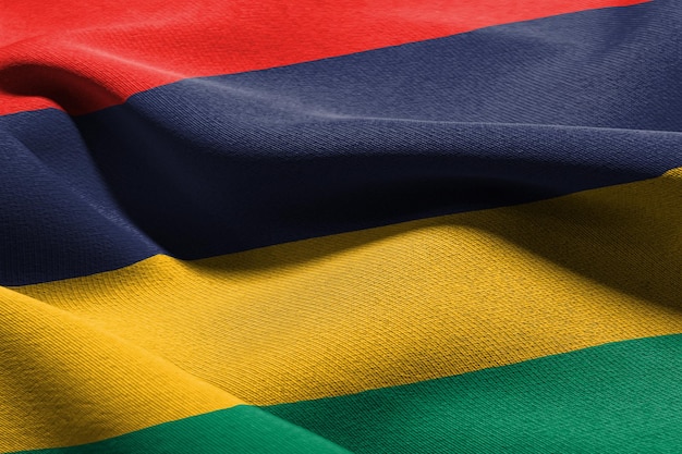 3D ilustracja zbliżenie flaga Mauritiusa