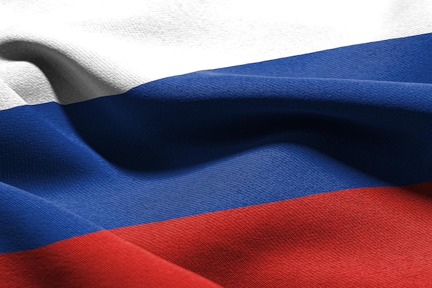 3D ilustracja zbliżenie flaga Rosji