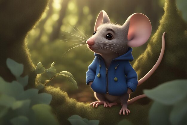 3D ilustracja zilustrować obraz nieśmiałej małej myszy