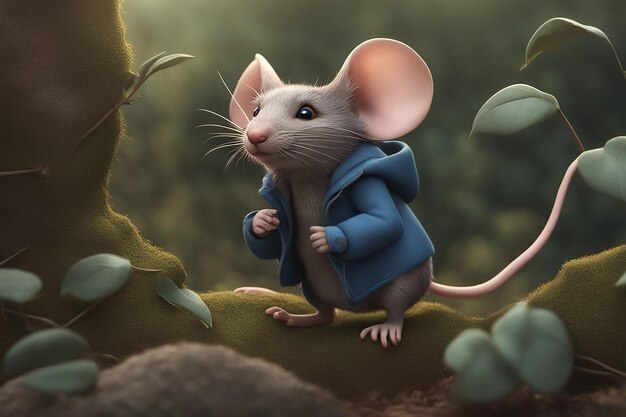 3D ilustracja zilustrować obraz nieśmiałej małej myszy