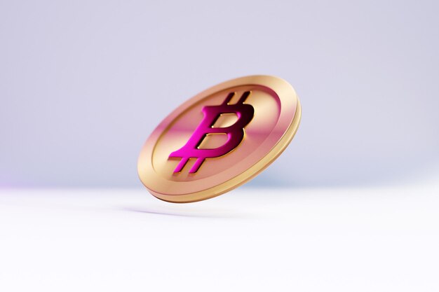 3d ilustracja złota moneta bitcoin. Symbol bitcoin kryptowaluty na białym tle.