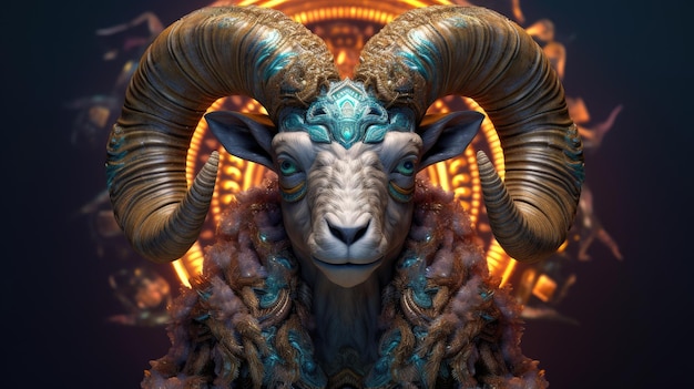 Zdjęcie 3d ilustracja znaku zodiaku baran