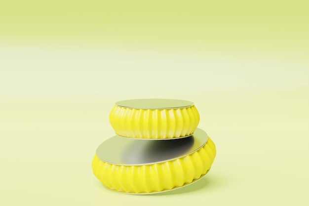 Zdjęcie 3d ilustracja żółta minimalna scena na monochromatycznym tle makieta prezentacji produktu produkt kosmetyczny wyświetla cokół podium