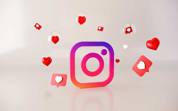 3d instagram aplikacja logo tło instagram platforma mediów społecznościowych
