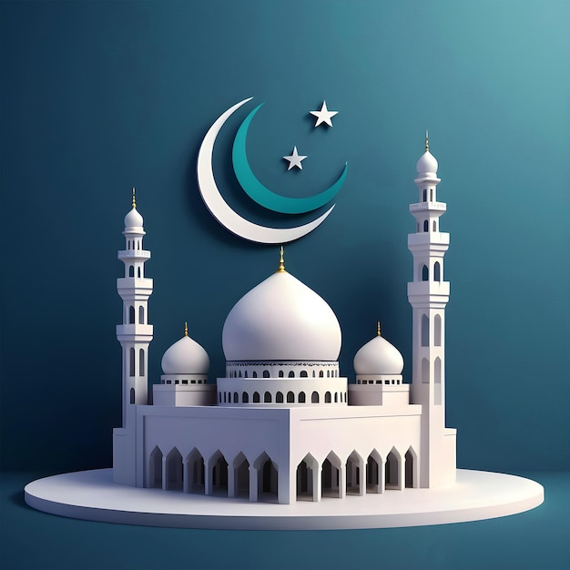 3d islamski element meczetu na minimalistycznym tle Premium Images