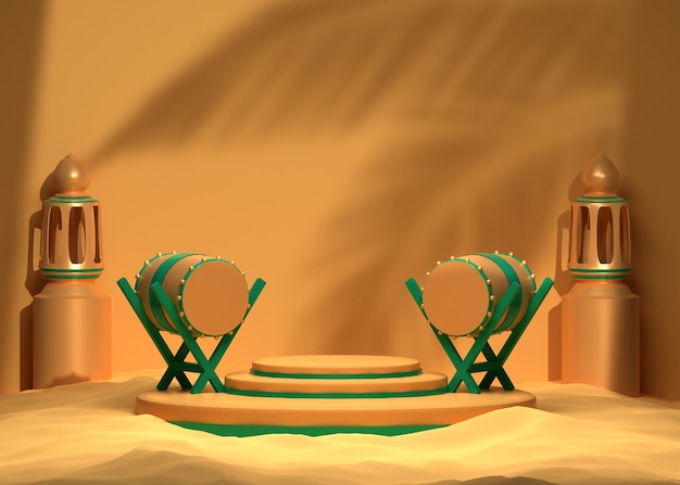 3d islamski ramadan kareem i eid powitanie tło