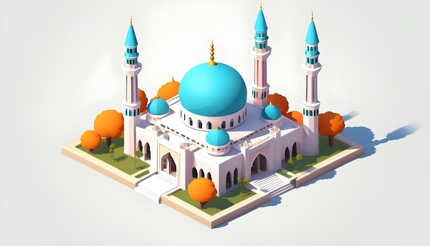 3D ISOMETRIC MOSQUE CUTE