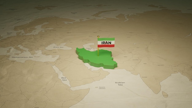 3d izometryczna mapa Iranu z miejscem na kopię