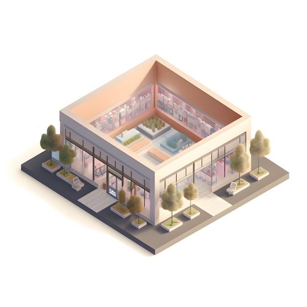 3D izometryczny budynek miasta Obszar mieszkalny Ilustracja wektora