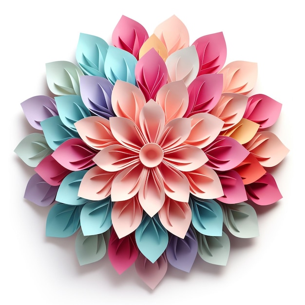 3D kwiat mandala sztuka krąg kształt pastelowe kolory