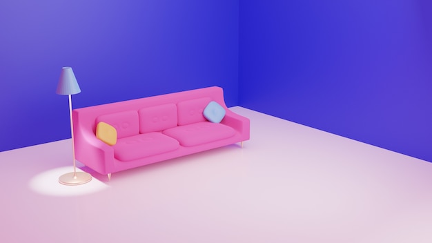 3d ładna Różowa Sofa Render