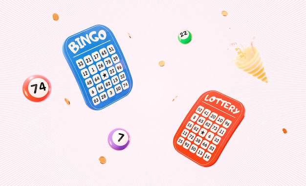 3d latające losy loterii kolorowe kulki loterii i złote monety na jasnoróżowym tle renderowania 3d