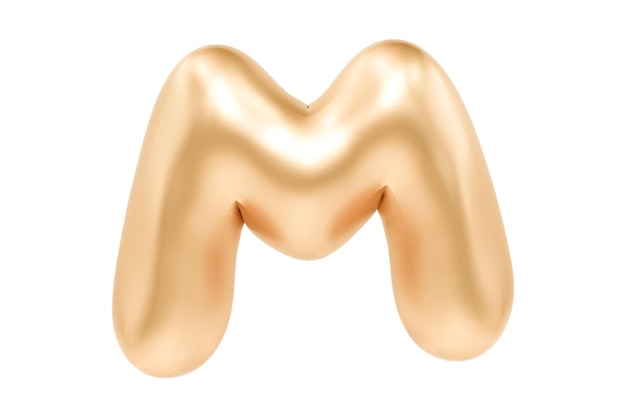 3D Litera M wykonana z realistycznego złotego balonu z helem Premium 3d illustration
