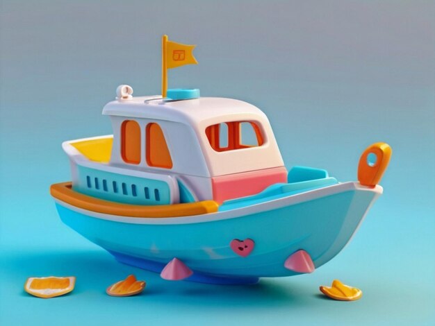 3d łódź odizolowana 3d ikona urocza postać z kreskówek