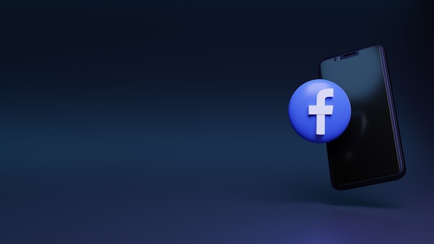 3d Logo Facebooka Z Pływającym Telefonem Komórkowym