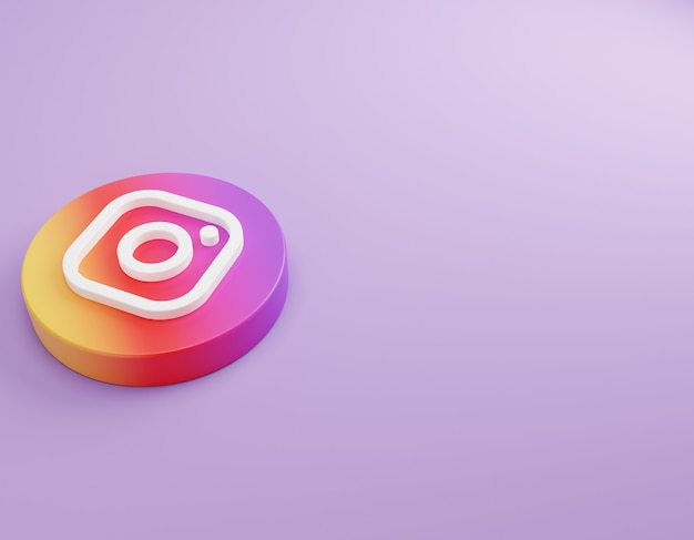 3d logo instagram na podłodze minimalistyczny prosty szablon projektu