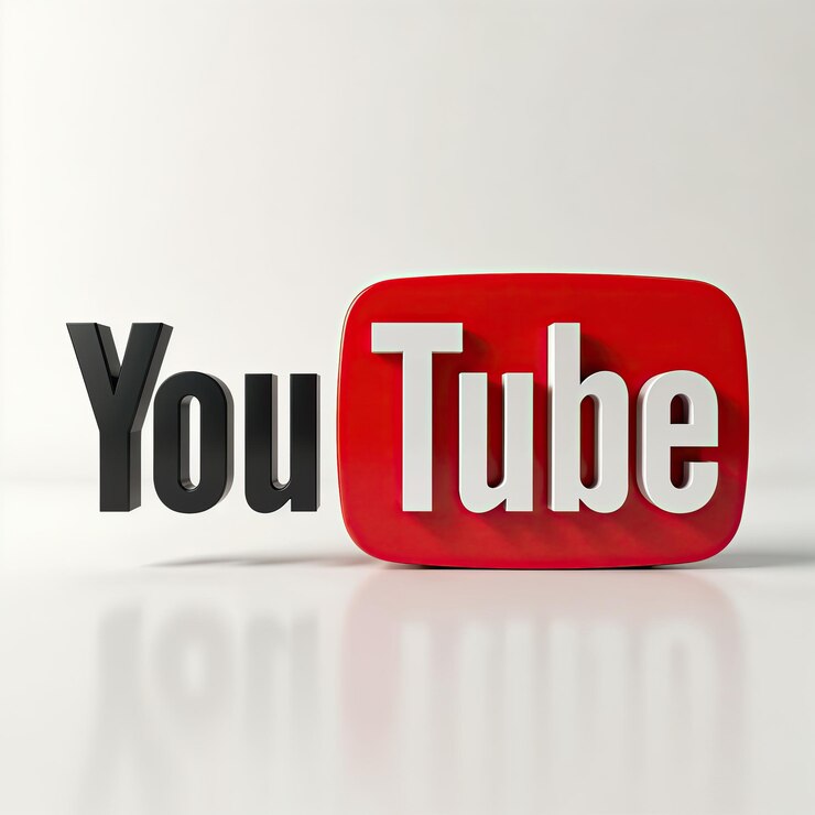 3D logo YouTube, ikona mediów społecznościowych izolowana na białym tle