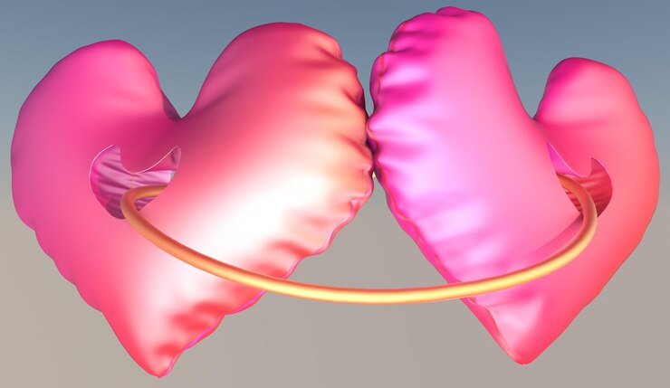 Zdjęcie 3d love heart balon walentynki renderowanie
