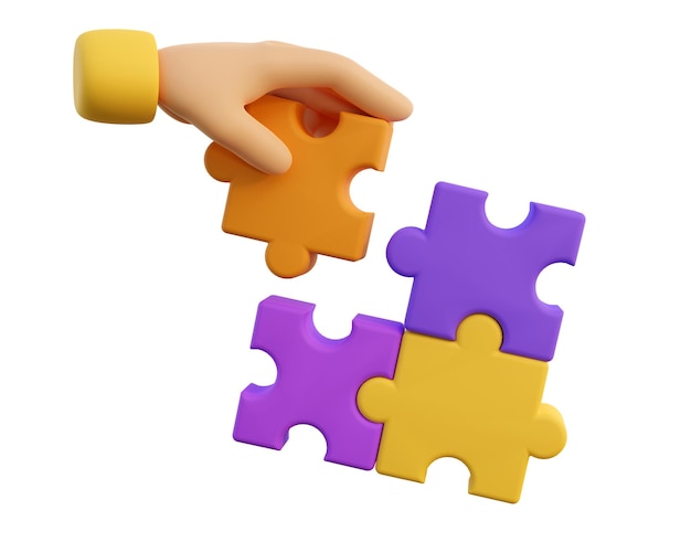 3d ludzkich rąk z puzzlami