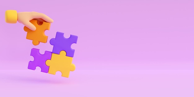 3d ludzkich rąk z puzzlami