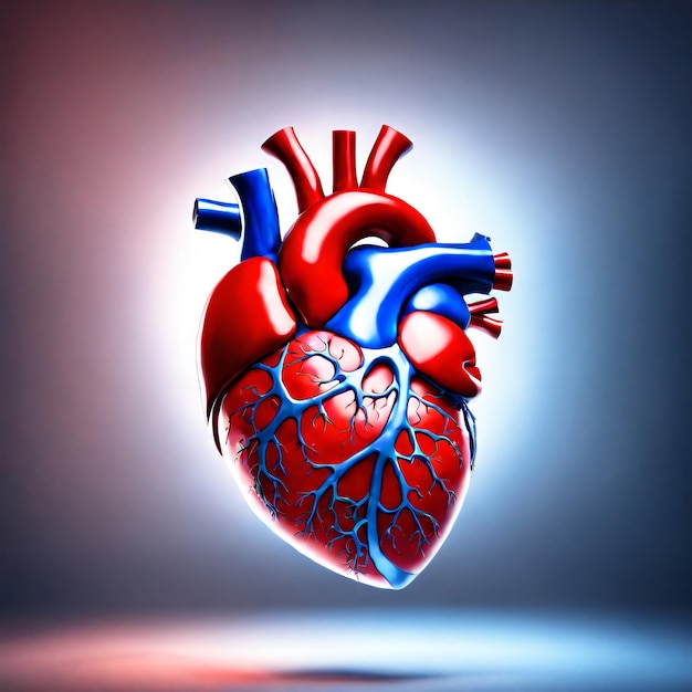 3D ludzkie serce wewnętrzne narządy z naczyniami krwionośnymi nauka medyczna Bezpłatny obraz