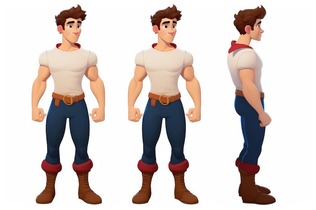 Zdjęcie 3d man boy ubrany w disney cartoon character design sprites na białym tle