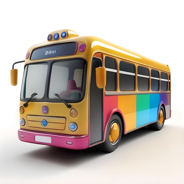 3d metal glossy bus