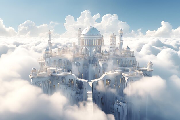 3D miasto zrobione z chmur atmosferę marzeń