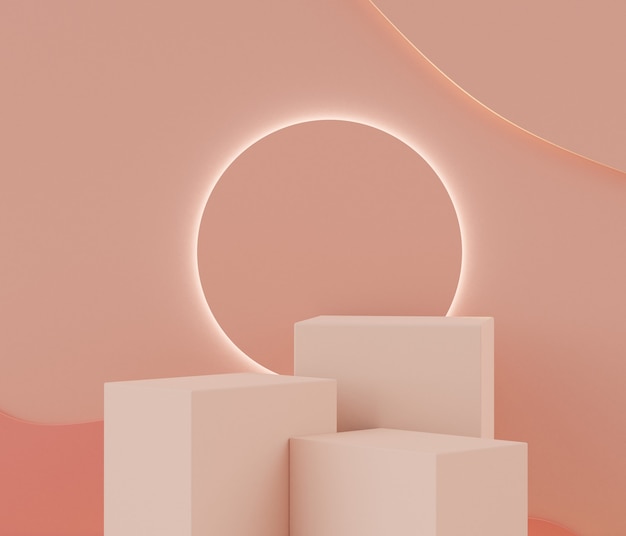 3D Minimalistyczne pastelowe podium i geometryczne kształty