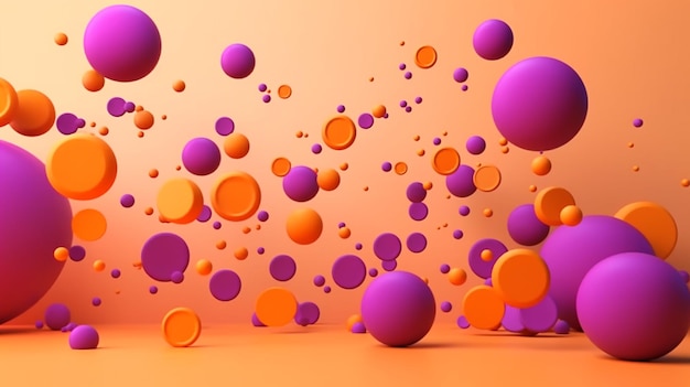 3D minimalne fioletowe i pomarańczowe bąbelki czatu na różowym tle Generacyjna sztuczna inteligencja