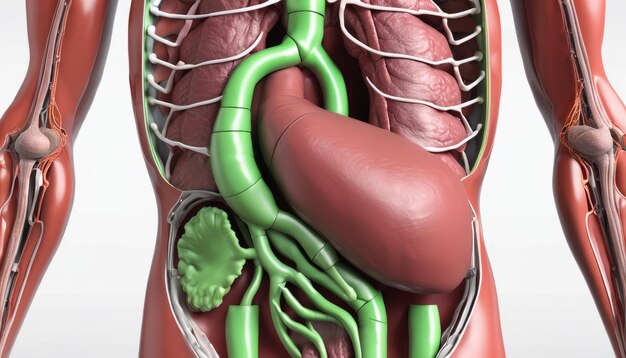 Zdjęcie 3d model ludzkiego ciała z układem pokarmowym
