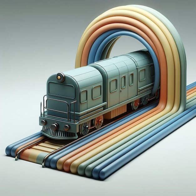 Zdjęcie 3d modelowanie metra z szarym tłem 3d renderowanie i ilustracja 3d