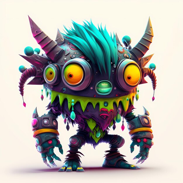 Zdjęcie 3d monster character illustrationcyberpunk i steampunk styl projektowania