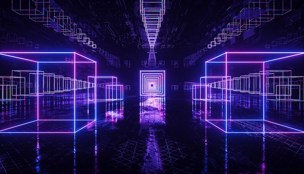 3D Neon Technologia Przestrzeń Tło