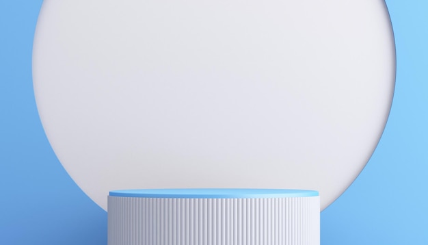 3d niebiesko-biały model podium produktu z minimalnym abstrakcyjnym tłem 3d rendering