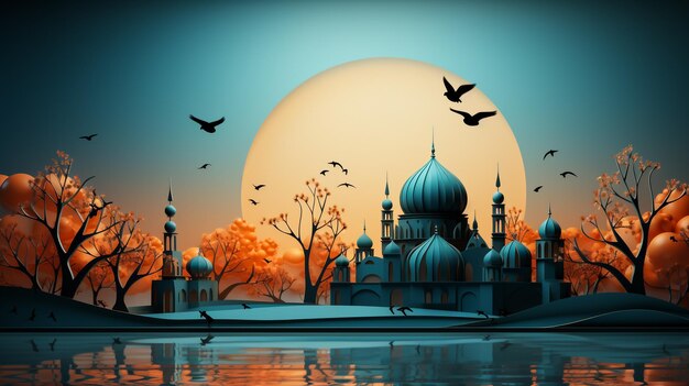 3d nowoczesne święto islamskie tło Muzułmański miesiąc święty Ramadan Kareem ozdobny arabski latarnia m