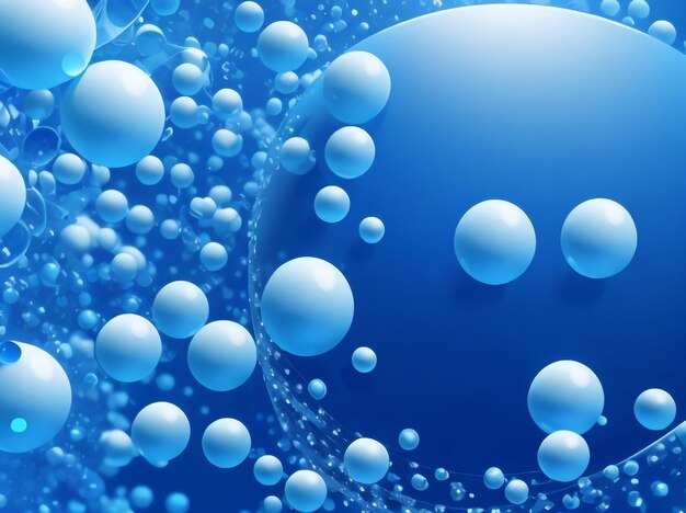 3D Ocean Blue Spheres Cluster abstrakcyjne tło głębi i spokoju