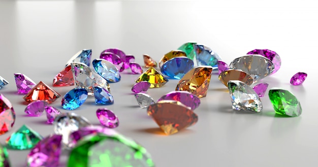 3D odpłacają się Kolorowi Gemstones na białym tle