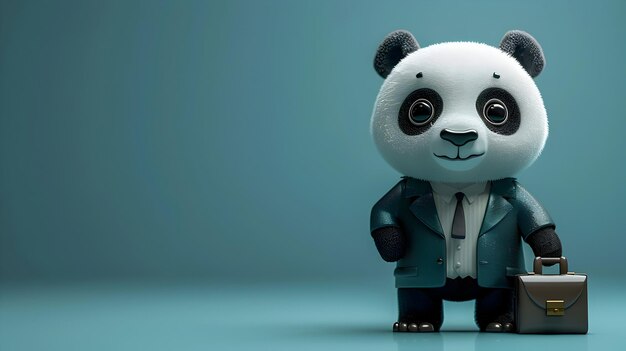 3D Panda Ikonka konsultanta biznesowego w scenie izometrycznej