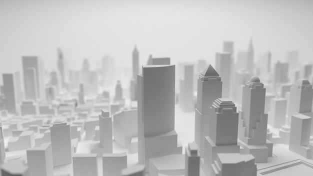 3D panorama miasta na białym tle. renderowania 3D.