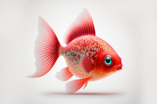 3D pełne ciało ryby w stylu kreskówki pełne centrum studio w małym białym tłem